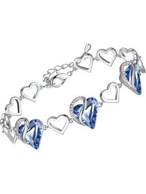 Women's Blue Heart Brass  Healing Stone Crystal Healing Stone Crystal Bracelet